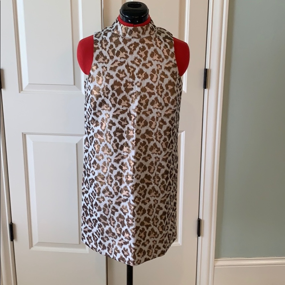 Venus Metallic Leopard Print Shift Dress